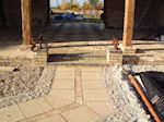 Paving and brick path with cobbled edging and steps